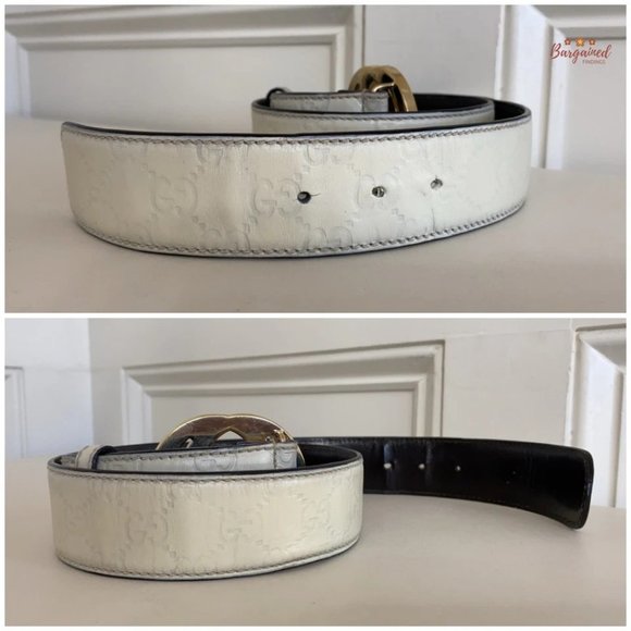Authentic Gucci Cream Guccissima Leather Gold Interlocking G Buckle Belt 90/36 - Picture 11 of 14